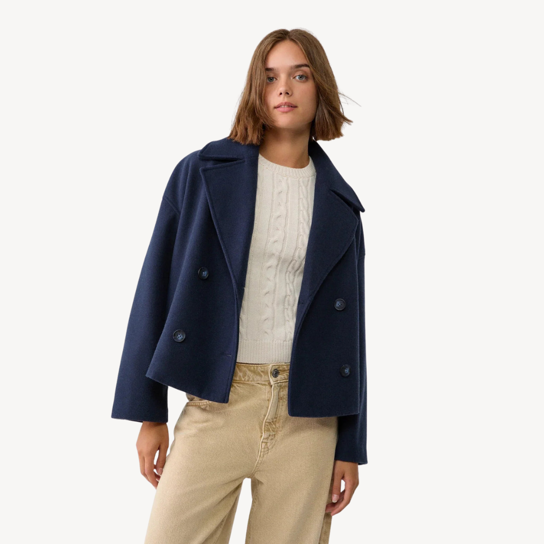Cropped Wool Peacoat for Women
