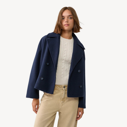 Cropped Wool Peacoat for Women