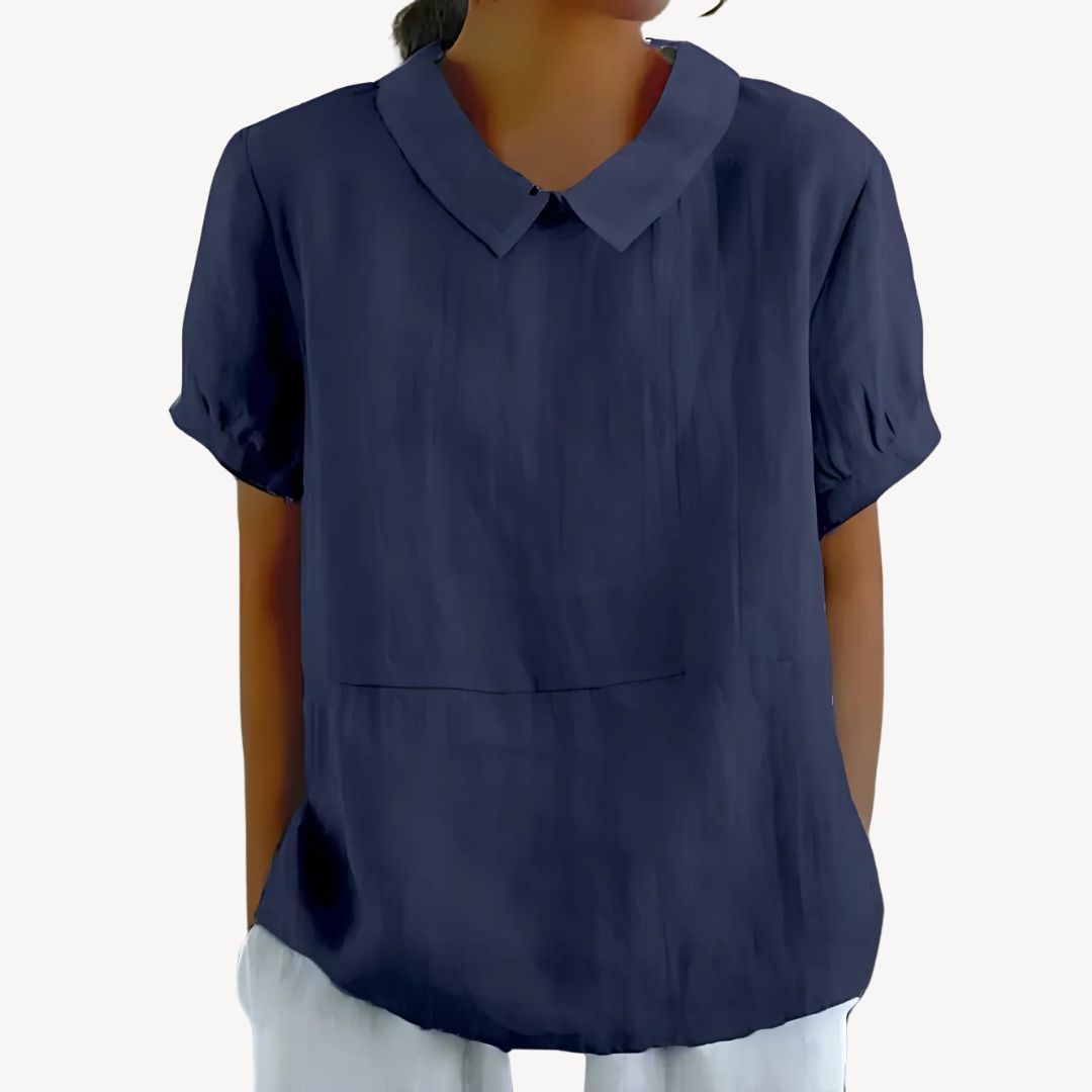 Women's Collared Linen Blend Blouse