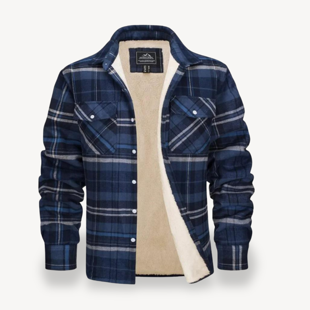 Men's Plaid Flannel Shirt with Sherpa Fleece Lining