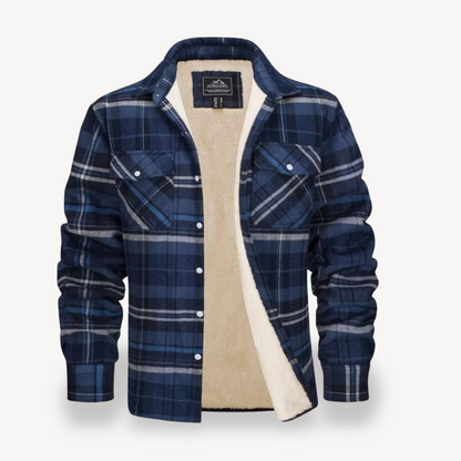 Men's Plaid Flannel Shirt with Sherpa Fleece Lining
