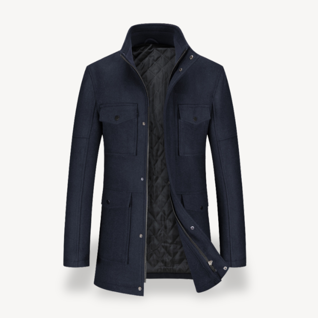 Men’s Wool Blend Jacket with Quilted Lining