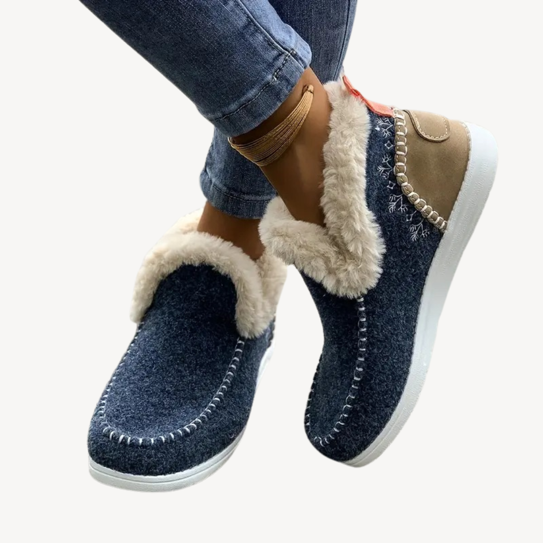Fur-Lined Orthopedic Slip-On Shoes for Women