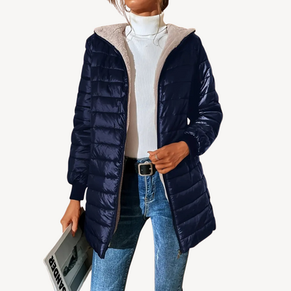 Women’s Faux Fur Lining Quilted Hooded Jacket