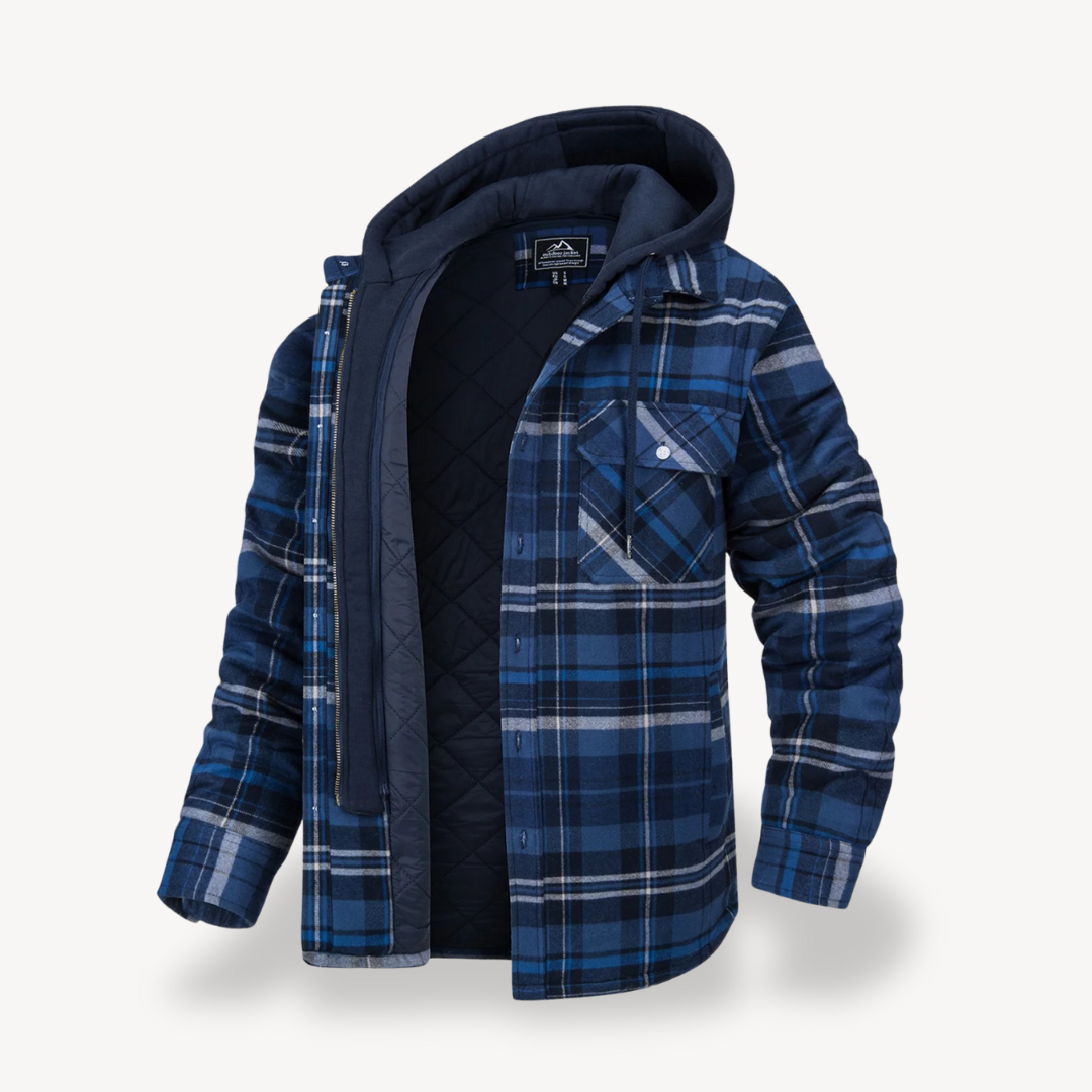 Men's Flannel Hooded Padded Jacket