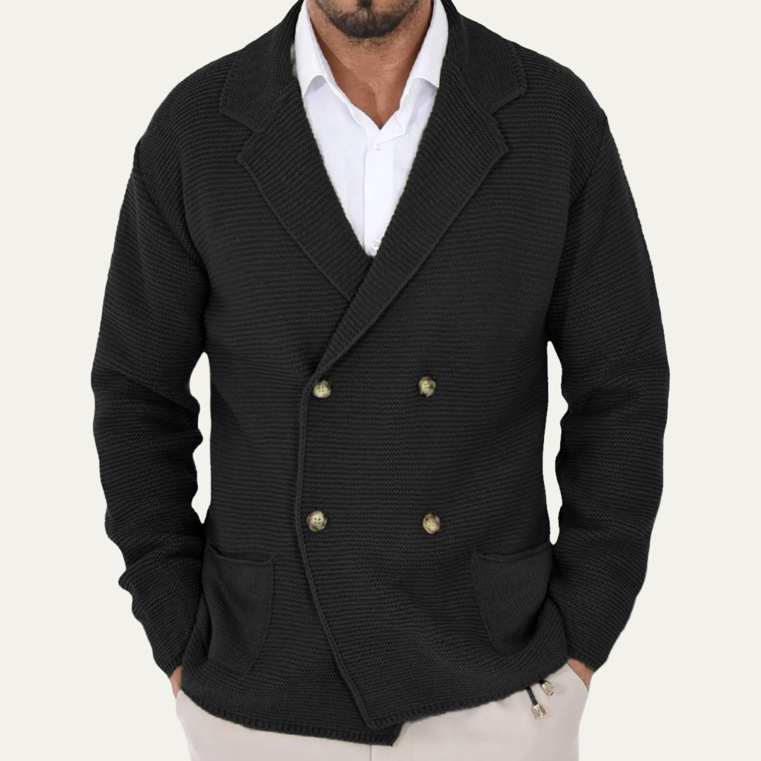 Men’s Double Breasted Ribbed Knit Blazer