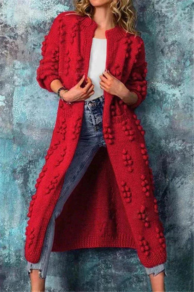 Women's Warm Cable Knit Open Front Cardigan Coat