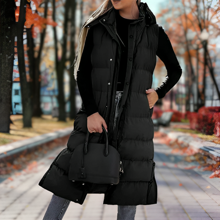 Warm Fleeceless Women's Down Parka Coat - BritishElegance