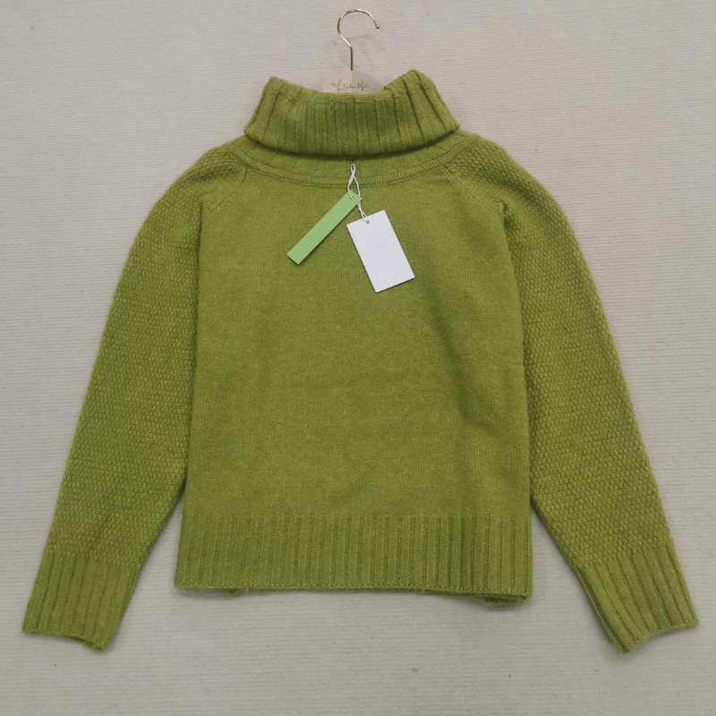 Nora Oversized Knit Turtleneck in Grass Green