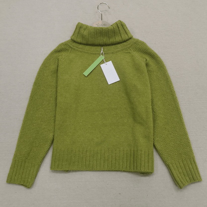 Nora Oversized Knit Turtleneck in Grass Green