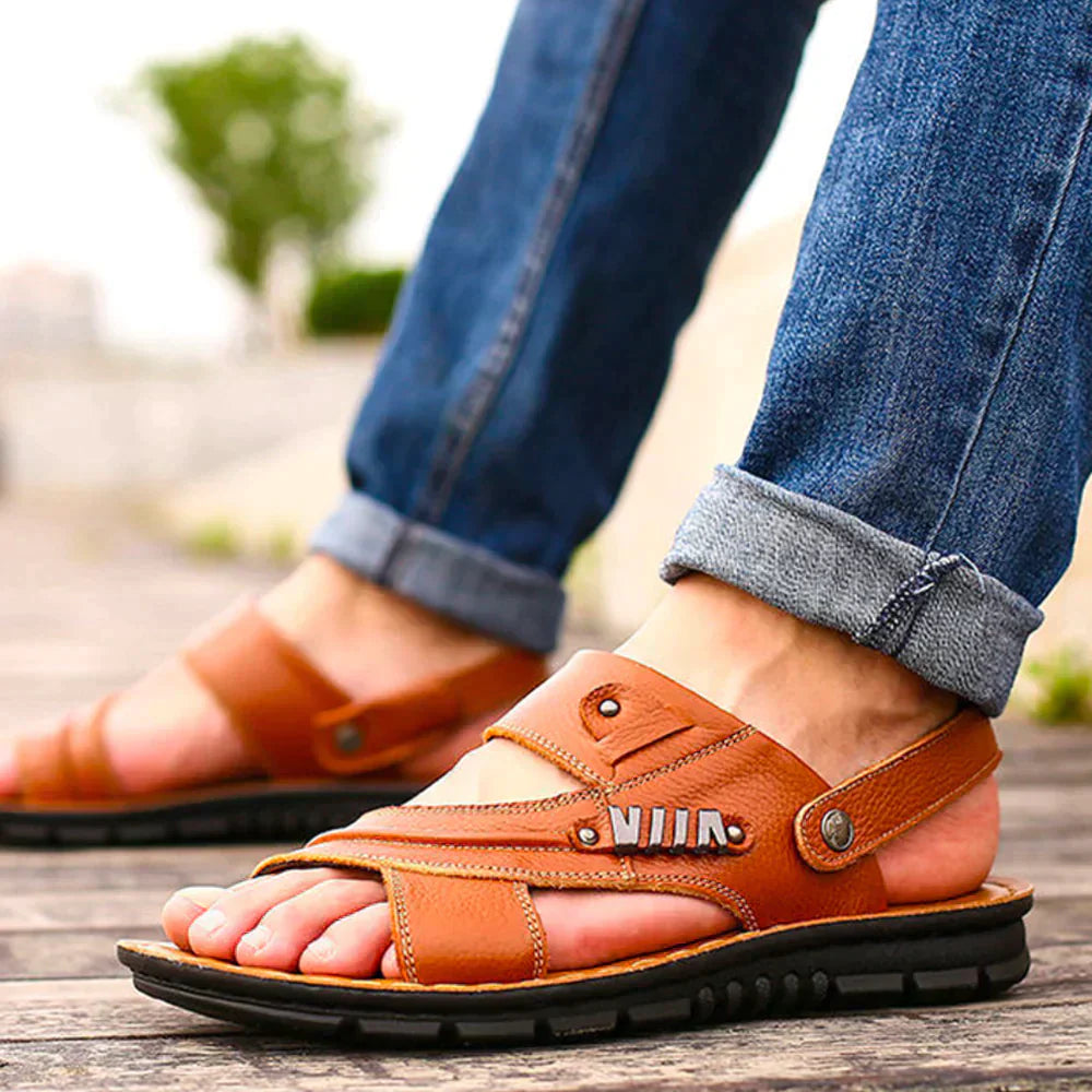 Men's Brown Leather Summer Sandals