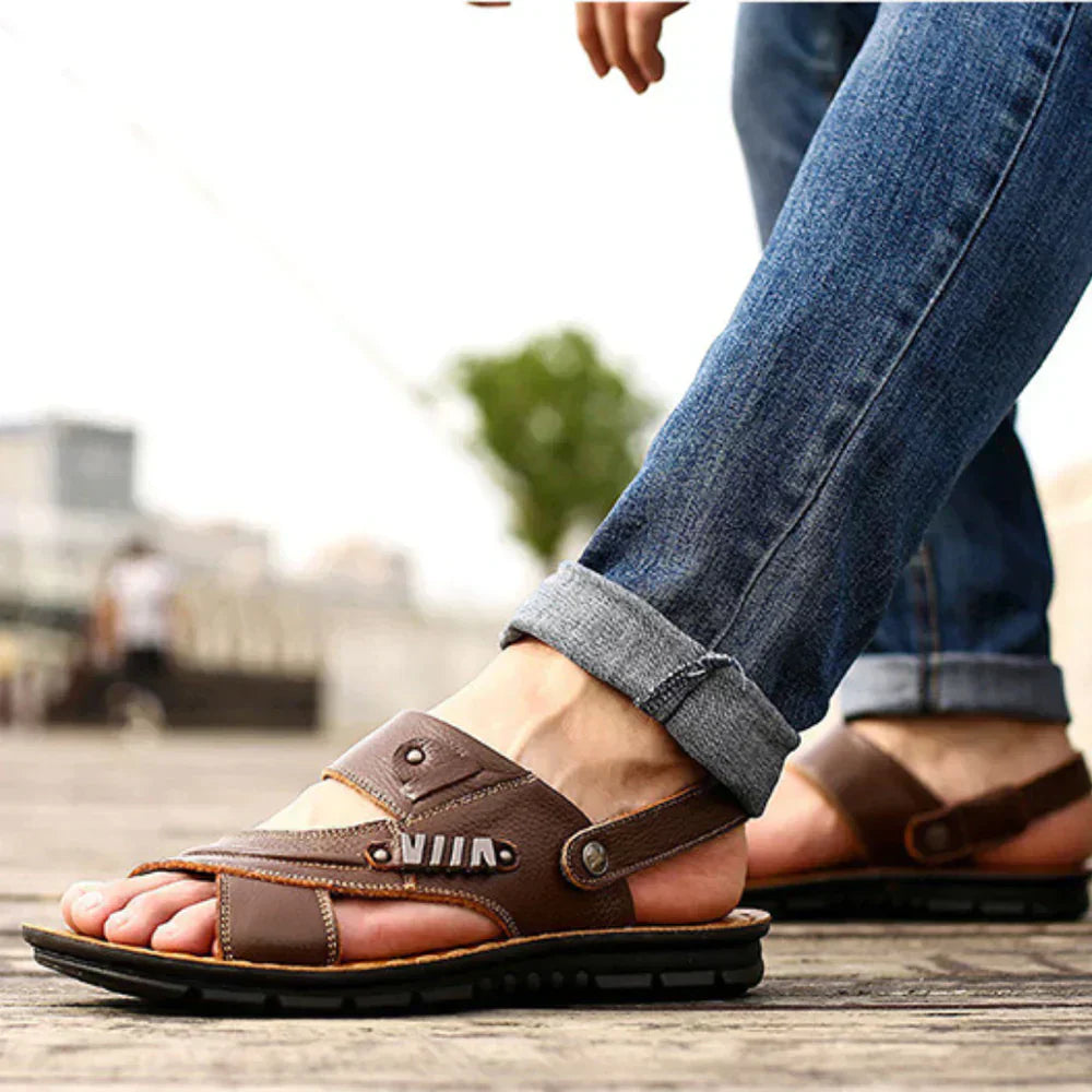 Men's Brown Leather Summer Sandals