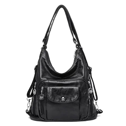 ODALIS - Leather handbag with multiple pockets