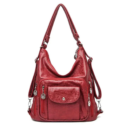 ODALIS - Leather handbag with multiple pockets