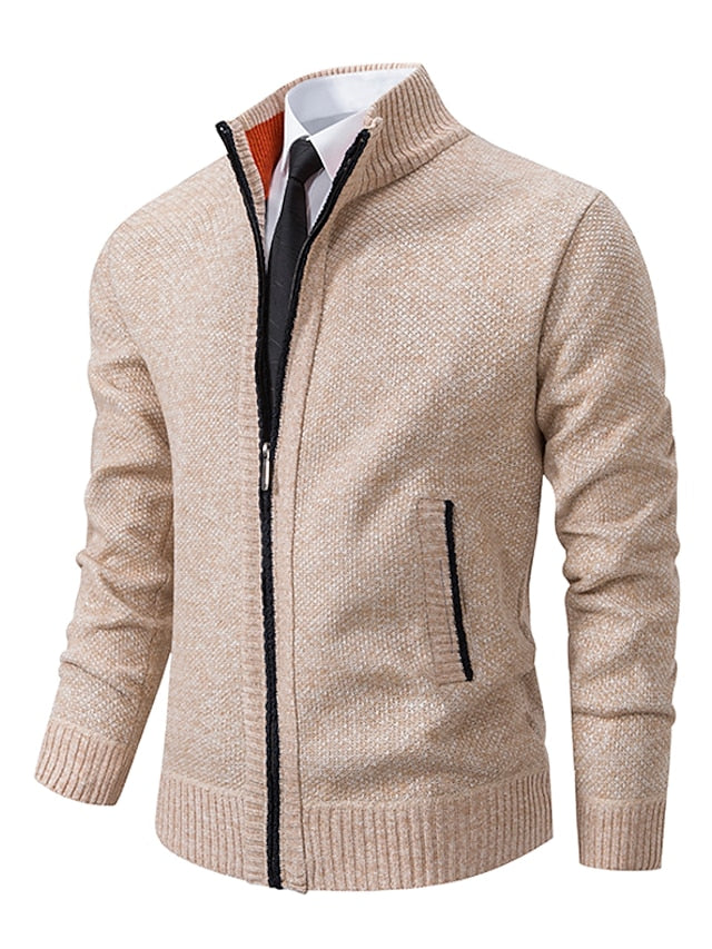 Men's Cozy Ribbed Knit Sweater Jacket - BritishElegance