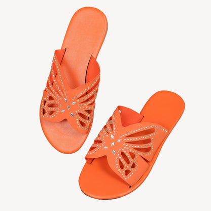 Women's Orthopedic Rhinestone Butterfly Flat Sandals