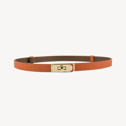 Faux Leather Belt with Gold Buckle for Women