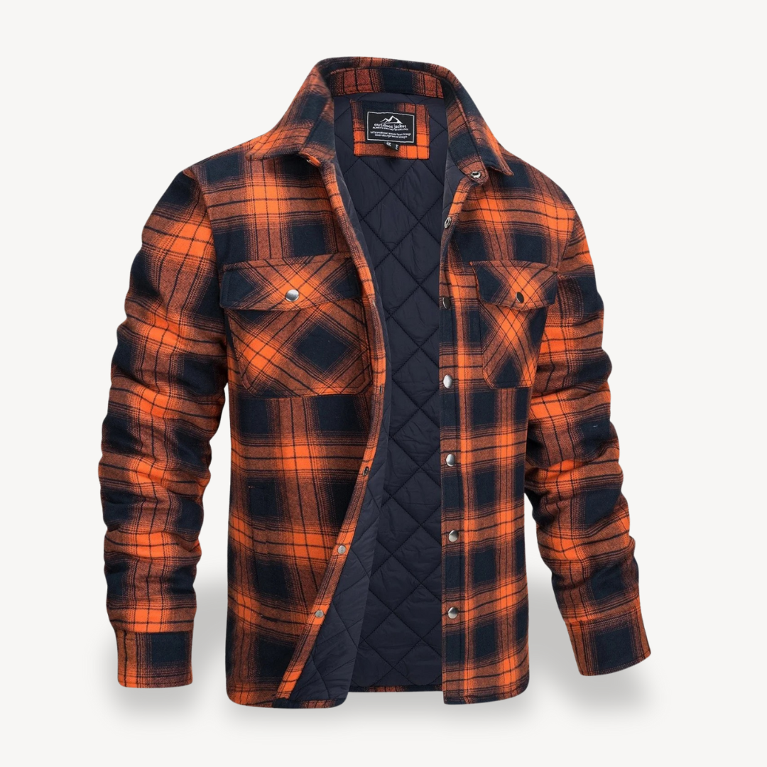 Plaid Fleece Lined Jacket for Men