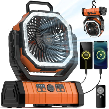Portable Outdoor Camping Fan With LED Light Power Bank