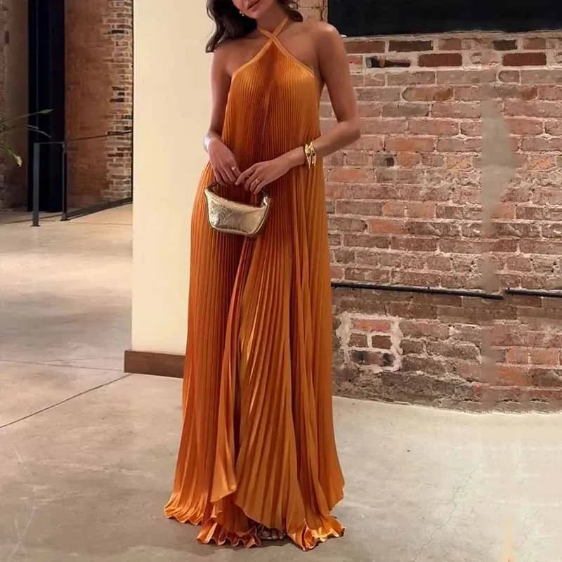 Chic Halter Neck Summer Dress for Women - BritishElegance