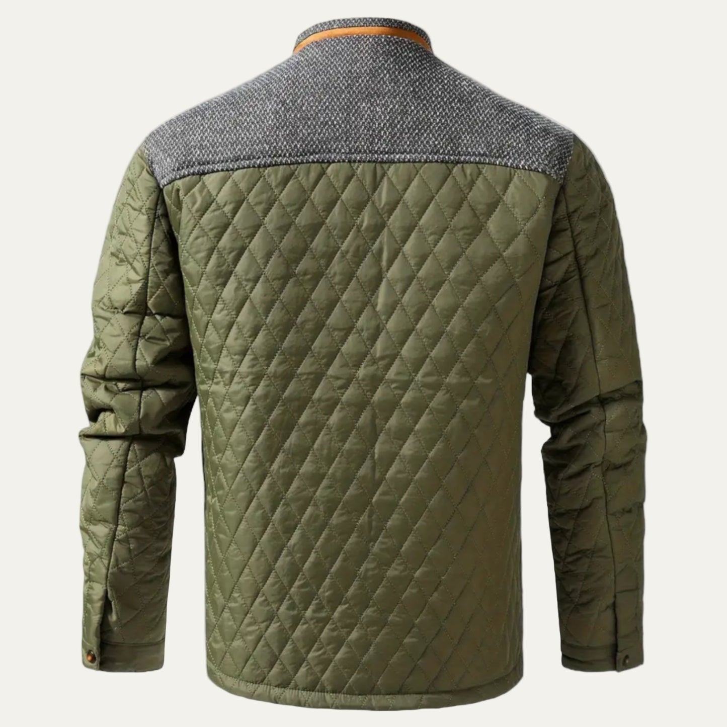 Men’s Quilted Stand Collar Jacket With Contrast Yoke