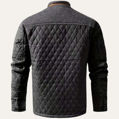 Men’s Quilted Stand Collar Jacket With Contrast Yoke