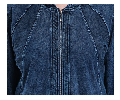 Oversized Curve Champion Denim Hoodie Pullover