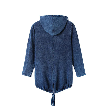 Oversized Curve Champion Denim Hoodie Pullover