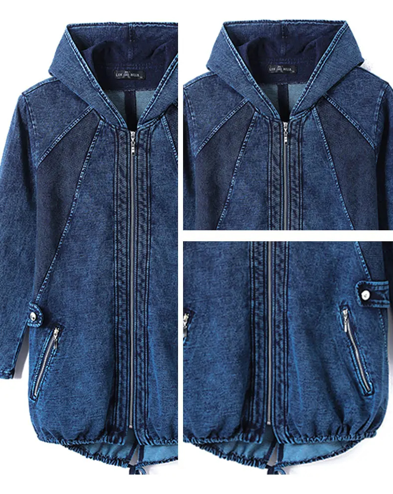 Oversized Curve Champion Denim Hoodie Pullover