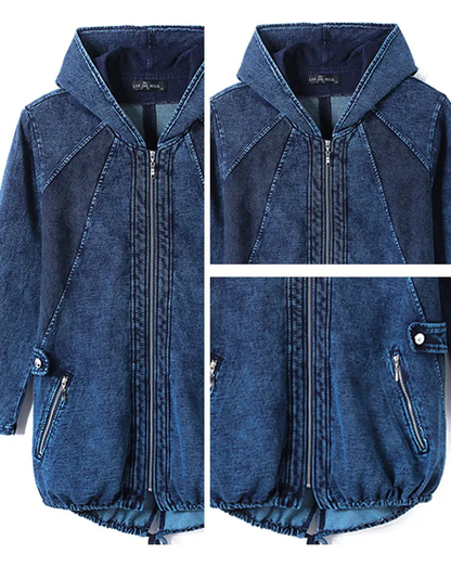 Oversized Curve Champion Denim Hoodie Pullover