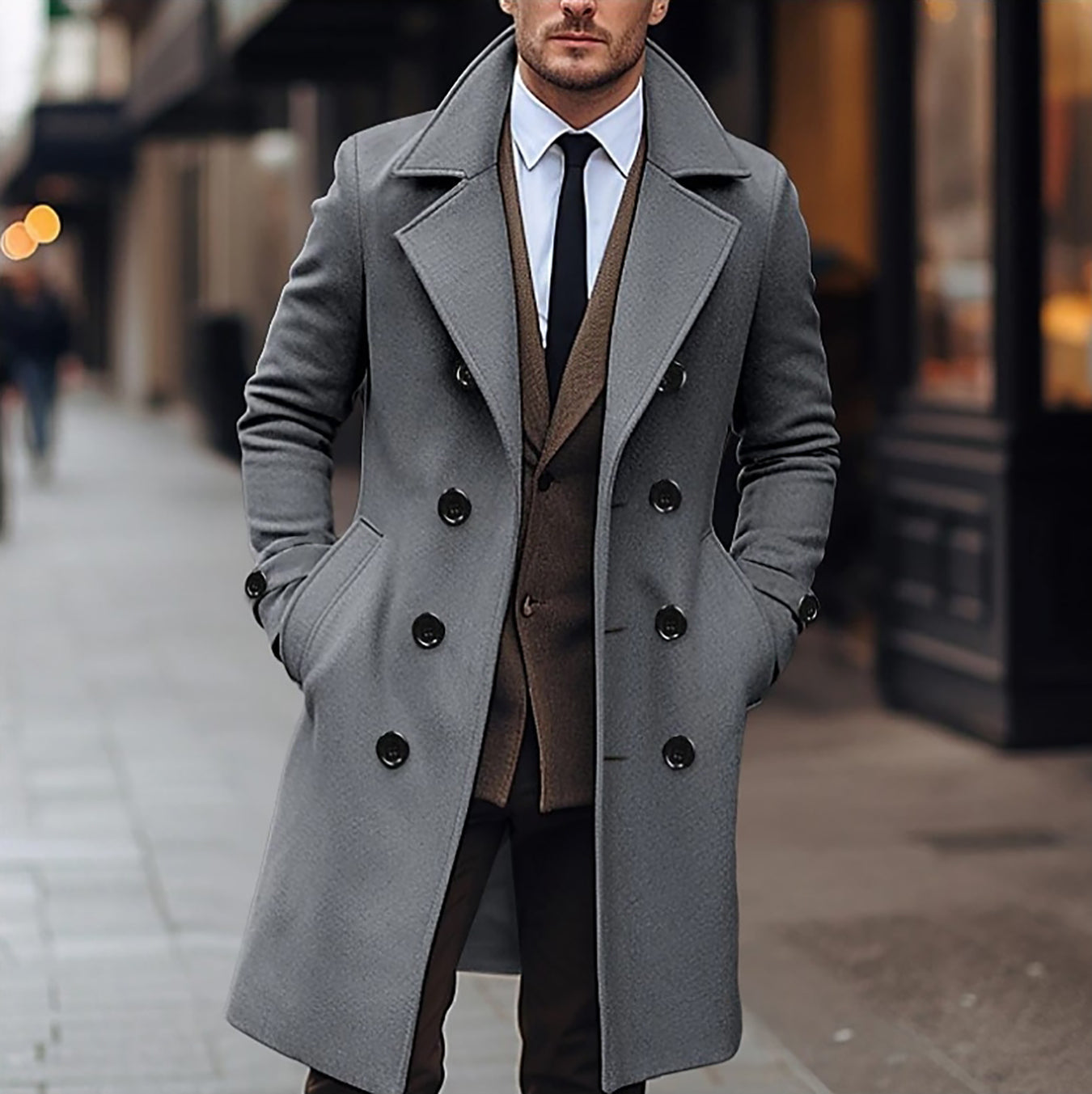 Classic British Wool Coat for Men
