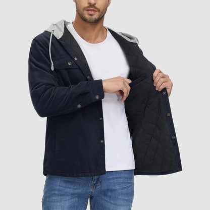 Padded Men's Jacket with Hood - Nordic