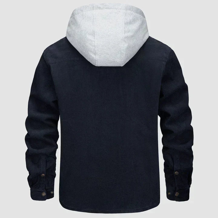 Men’s Corduroy Hooded Shirt Jacket with Quilted Lining