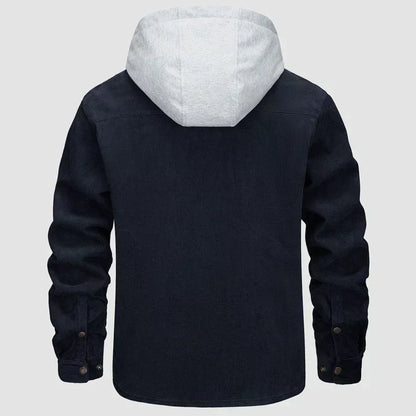 Men’s Corduroy Hooded Shirt Jacket with Quilted Lining