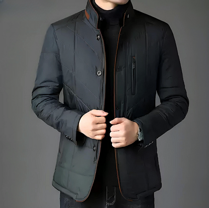 Men’s Mid Length Faux Fur Lined Chevron Puffer Jacket