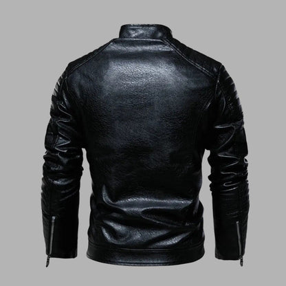 Padded Zip-Up Leather Jacket