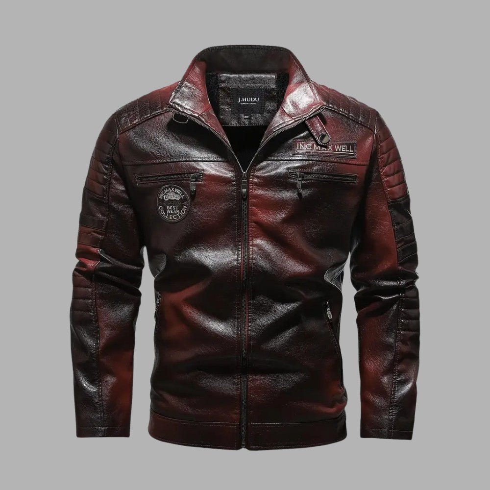 Padded Zip-Up Leather Jacket