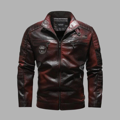 Padded Zip-Up Leather Jacket
