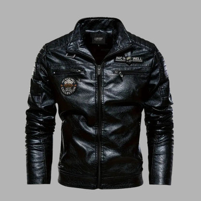 Padded Zip-Up Leather Jacket