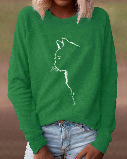 Paws Sweatshirt with Cat Print