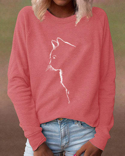 Paws Sweatshirt with Cat Print