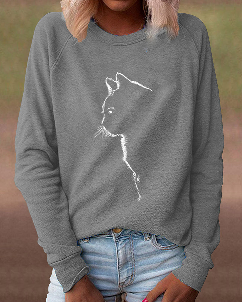 Paws Sweatshirt with Cat Print