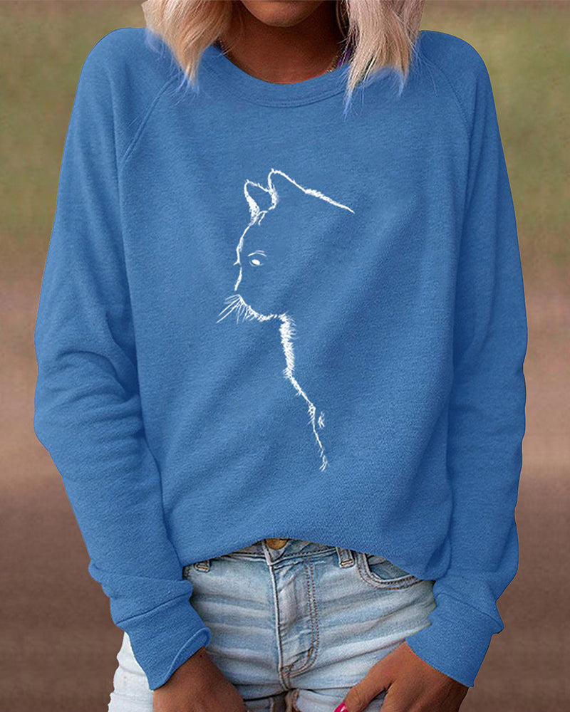 Paws Sweatshirt with Cat Print