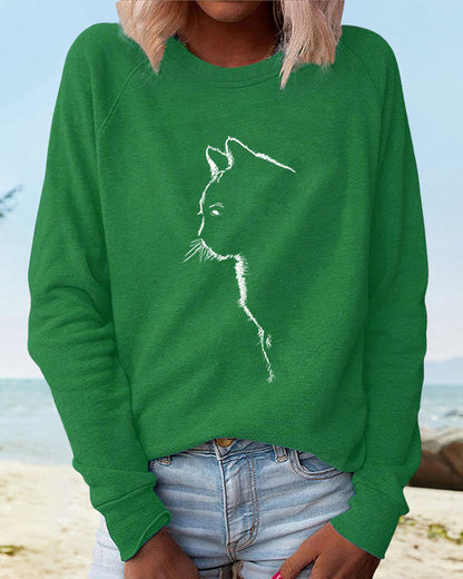Paws Sweatshirt with Cat Print
