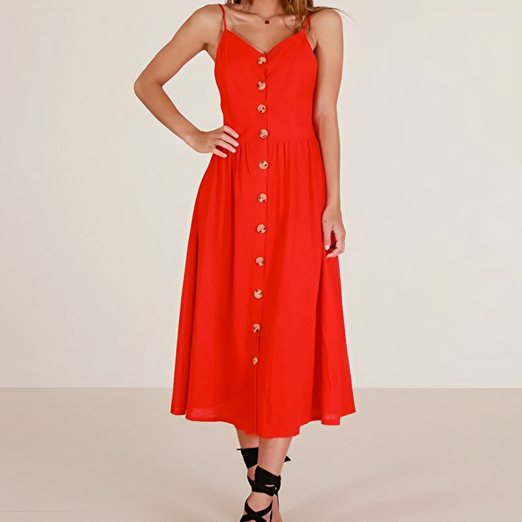 Chic Ladies Floral Midi Summer Dress - BritishElegance