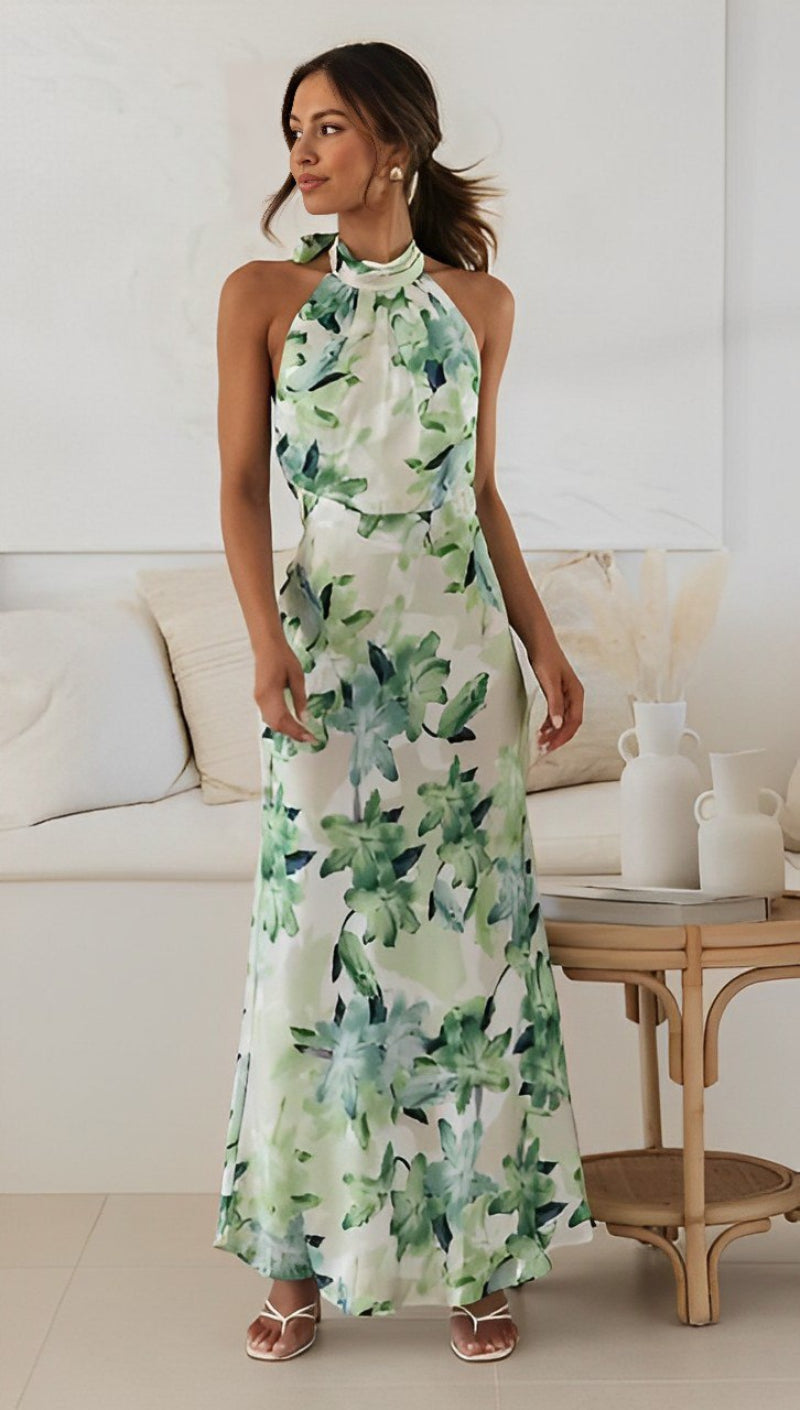 Chic Summer Maxi Dress for Women with High Neck
