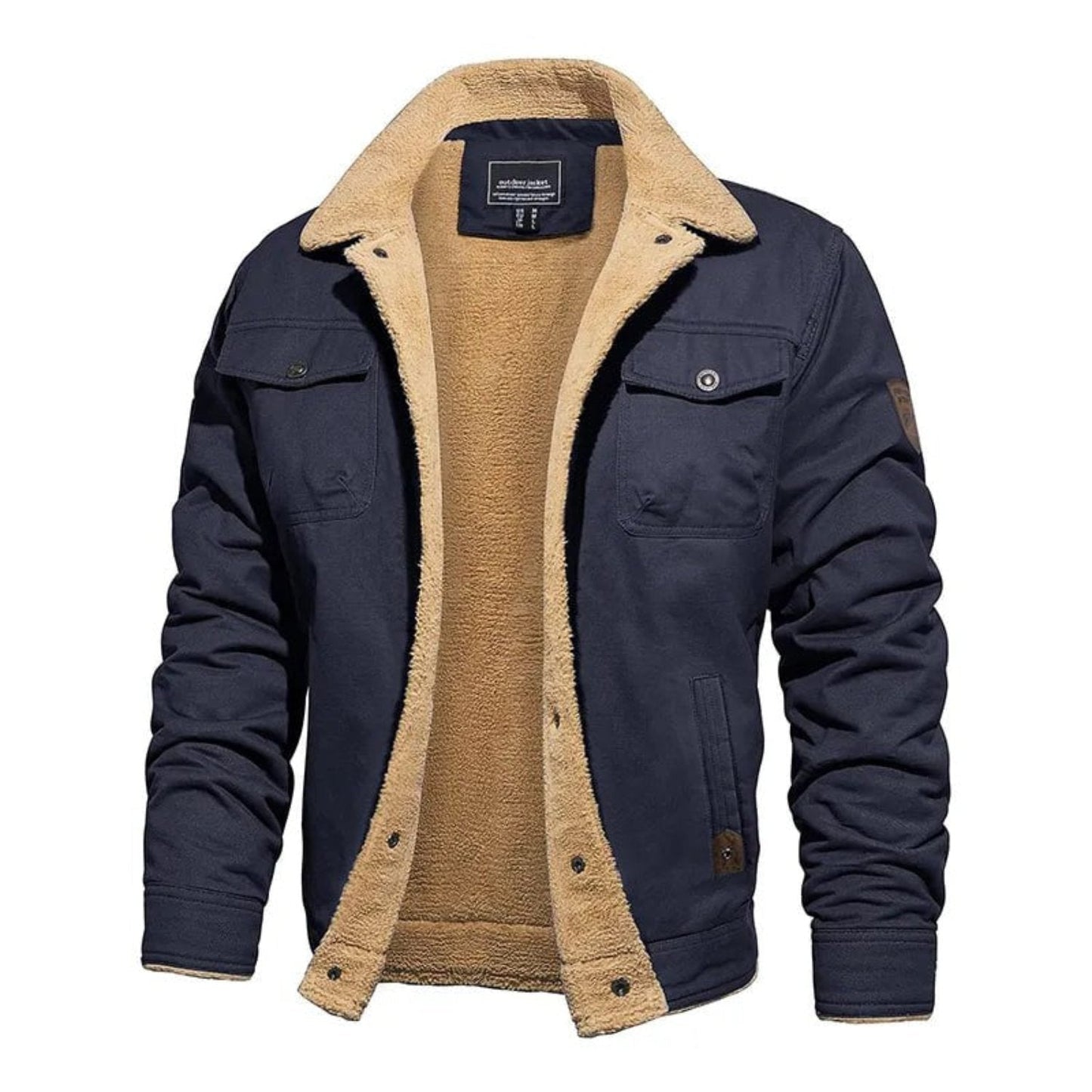 Warm Men's Fleece Lined Coat with Pockets