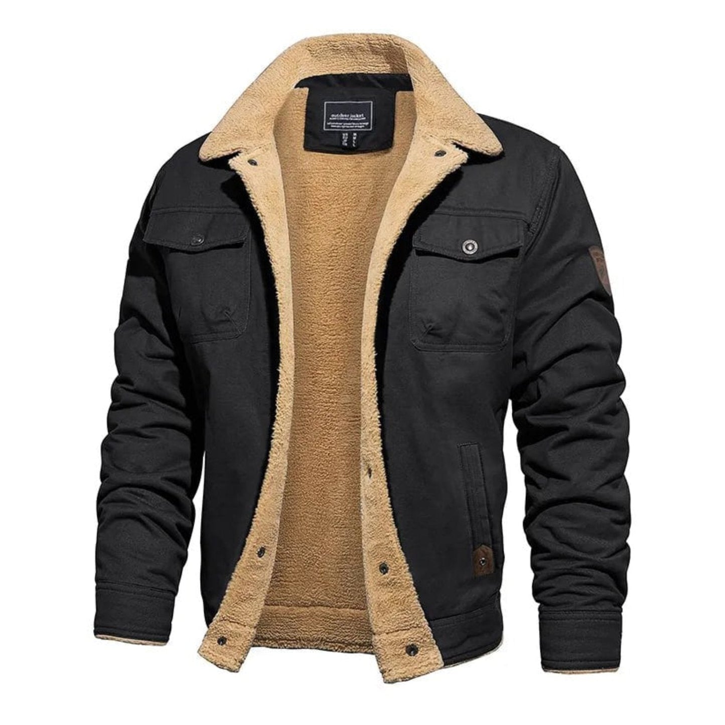 Warm Men's Fleece Lined Coat with Pockets