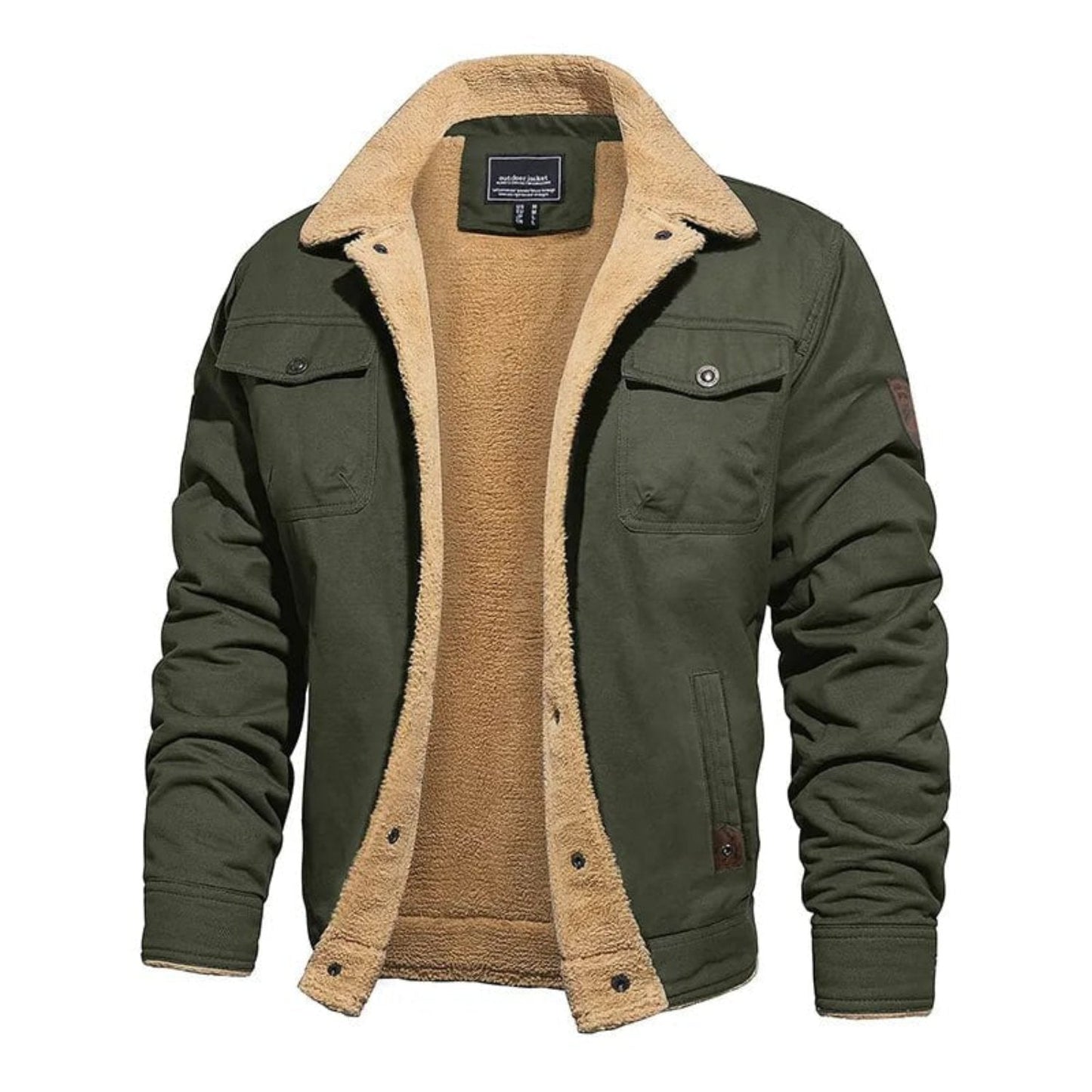 Warm Men's Fleece Lined Coat with Pockets