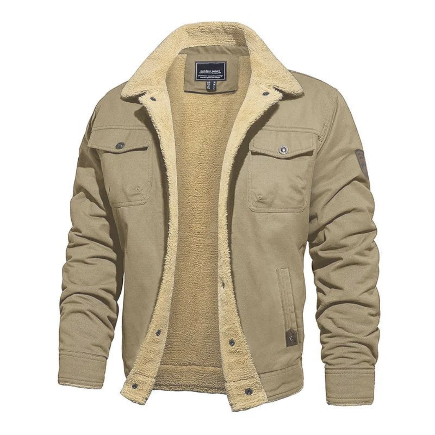 Warm Men's Fleece Lined Coat with Pockets - BritishElegance